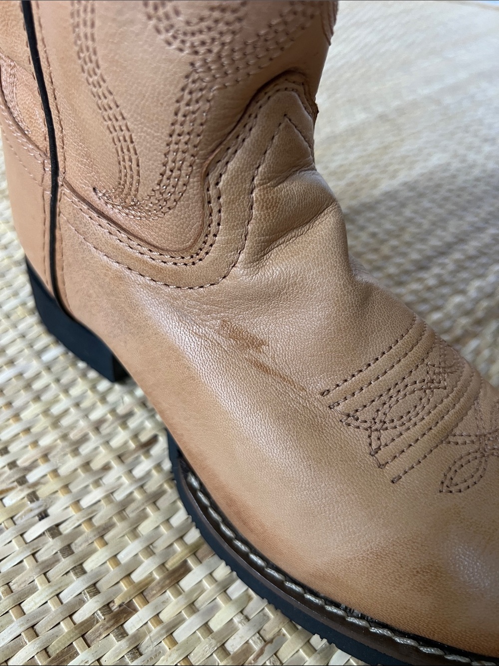 Cody James Kids Leather Cowboy Cowgirl Boots Light brown Unisex Embroidered 1.5 - Picture 11 of 12